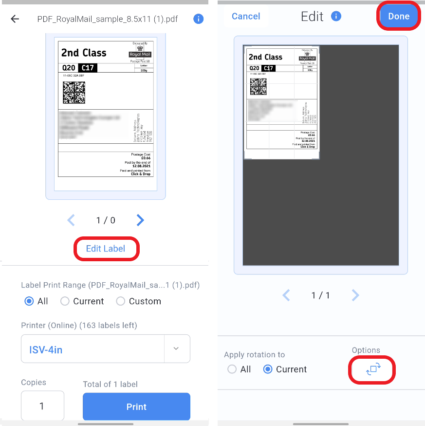 Print a Royal Mail Shipping Label from a Mobile Device