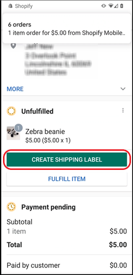 Print a Shopify Shipping Label from a Mobile Device