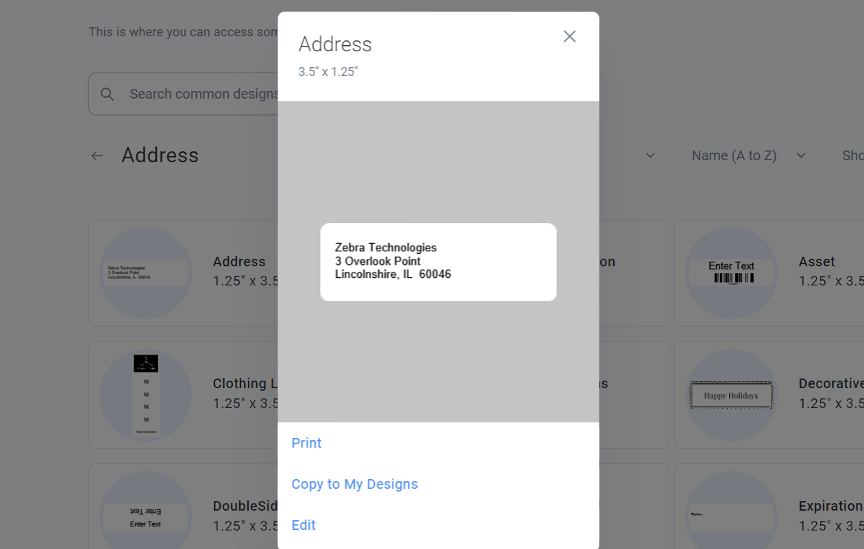 Accessing available templates and inserting own data common designs 
