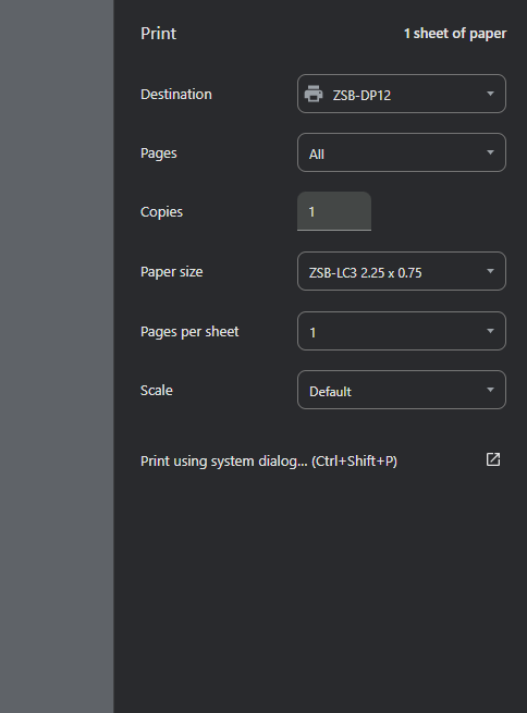 Adding Paper Size Manually on the 'Print Using System Dialog' Option