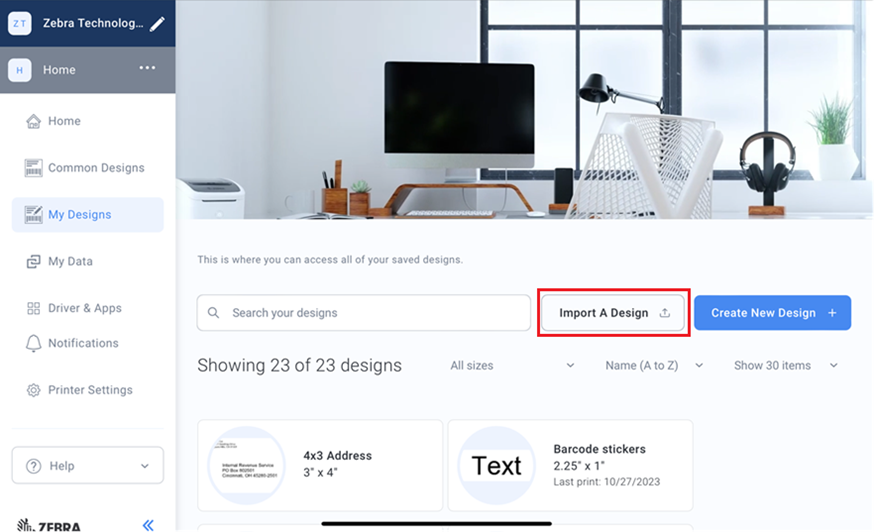 Export and Import Designed Labels from and to ZSB Workspace