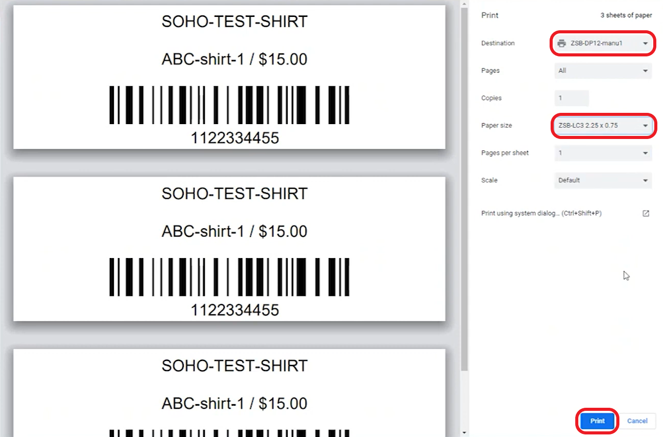 Print a Barcode Label from Shopify