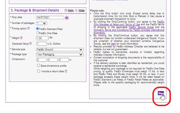 Print a Shipping Label from FedEx