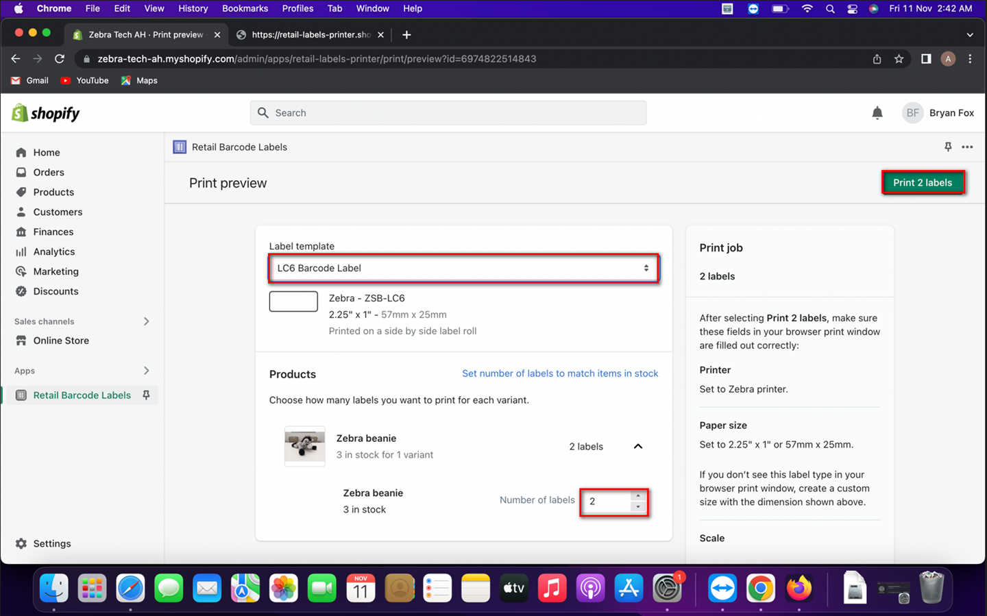Printing from Shopify on Mac (Chrome and Firefox only)