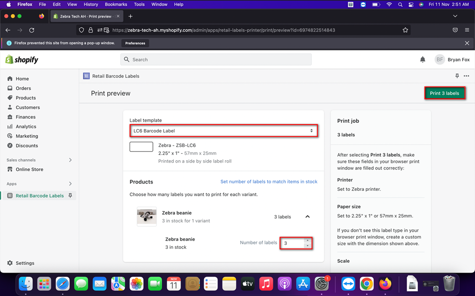 Printing from Shopify on Mac (Chrome and Firefox only)