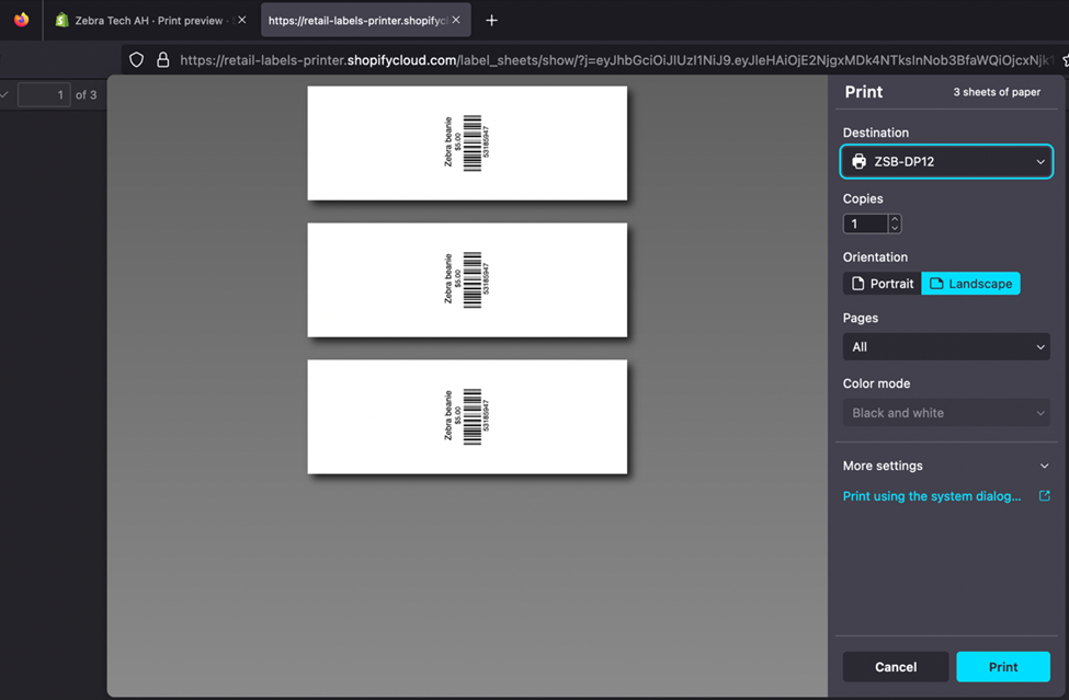 Printing from Shopify on Mac (Chrome and Firefox only)