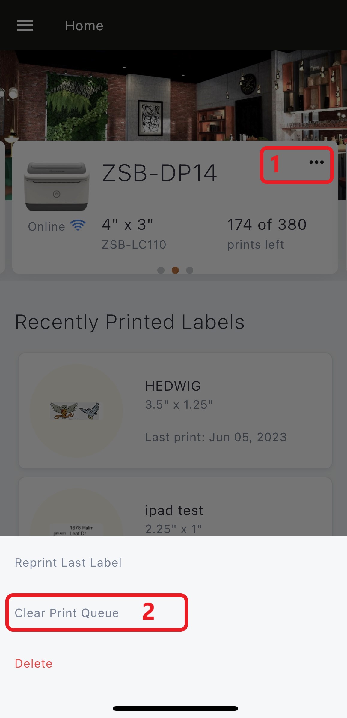 Clear Print Queue of ZSB Series Printers